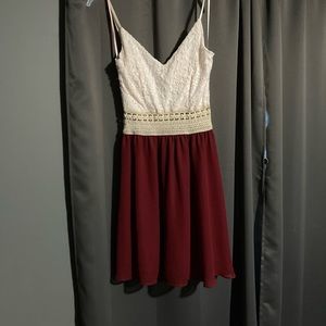 Cute Burgundy and white dress.